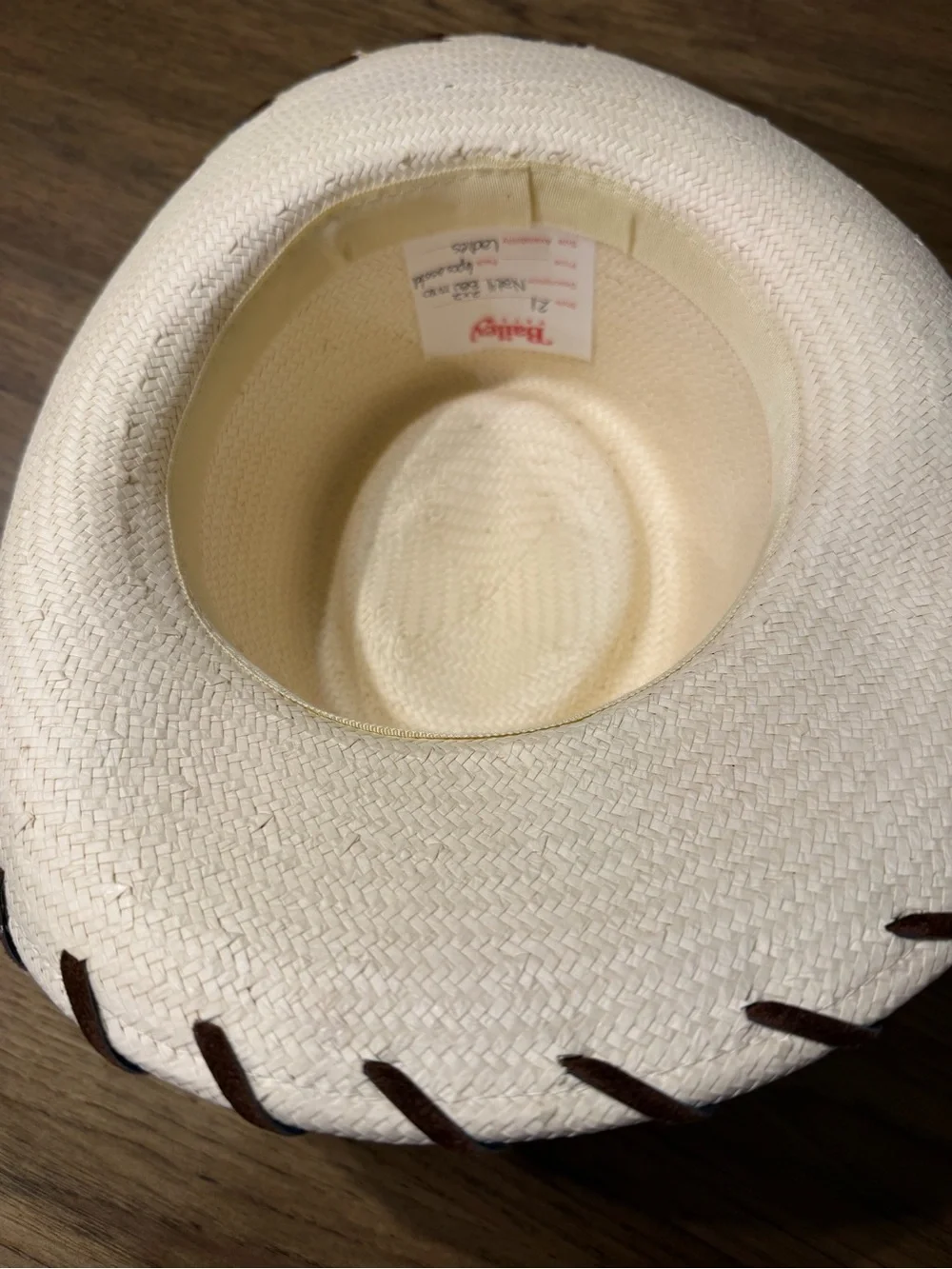 Natural Straw Western-Style Hat with Brown Trim